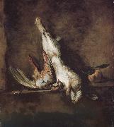 Jean Baptiste Simeon Chardin Orange red partridge and rabbit Spain oil painting reproduction
